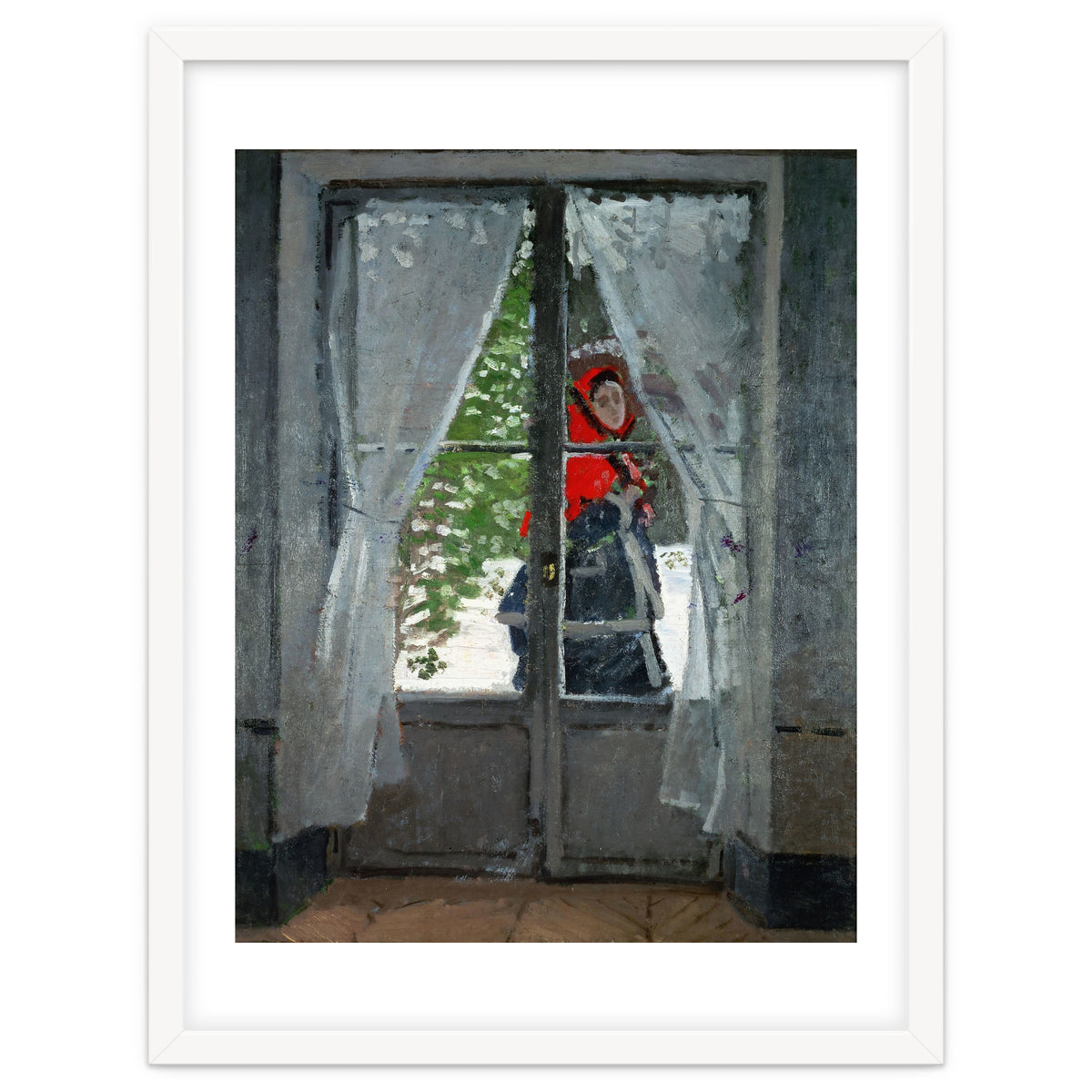 Mme. Monet with a red hat called &quot; The Red Kerchief&quot, ca. 1870.