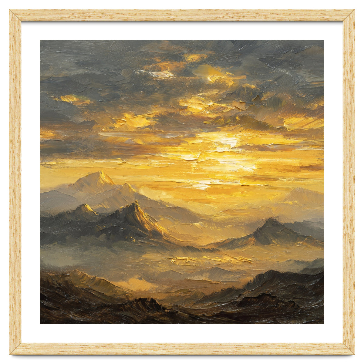 Vibrant Golden Hour Horizon Over Distant Mountain Ridges