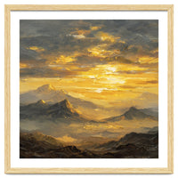 Vibrant Golden Hour Horizon Over Distant Mountain Ridges