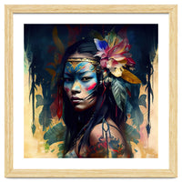 Floral Native Asian Warrior Portrait