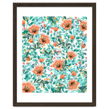 Tangerine Dreams, Orange & Mint Botanical Jungle Watercolor Painting, Colorful Plants Floral Summer thumbnail