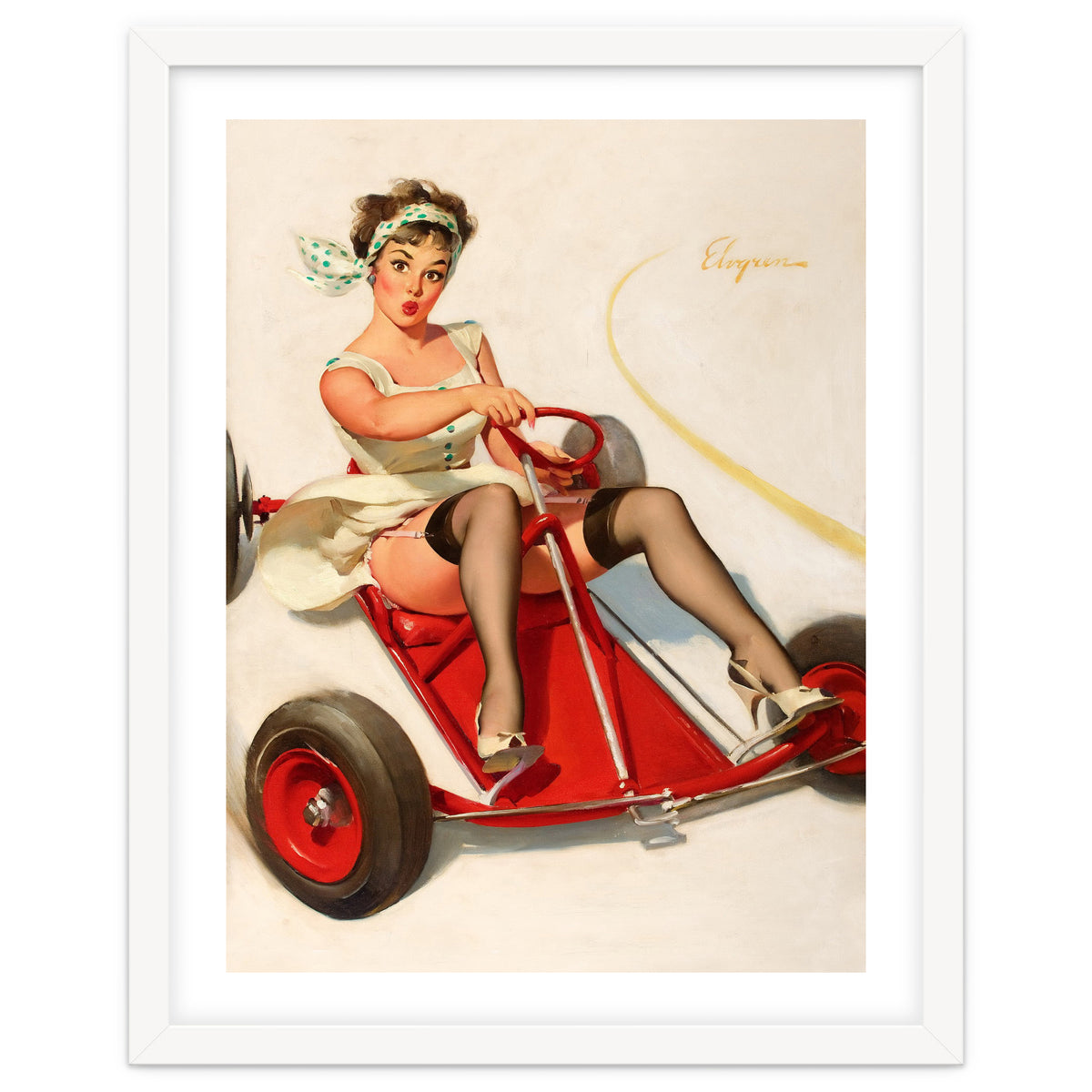 Pinup Sexy Girl On A Go Cart Car
