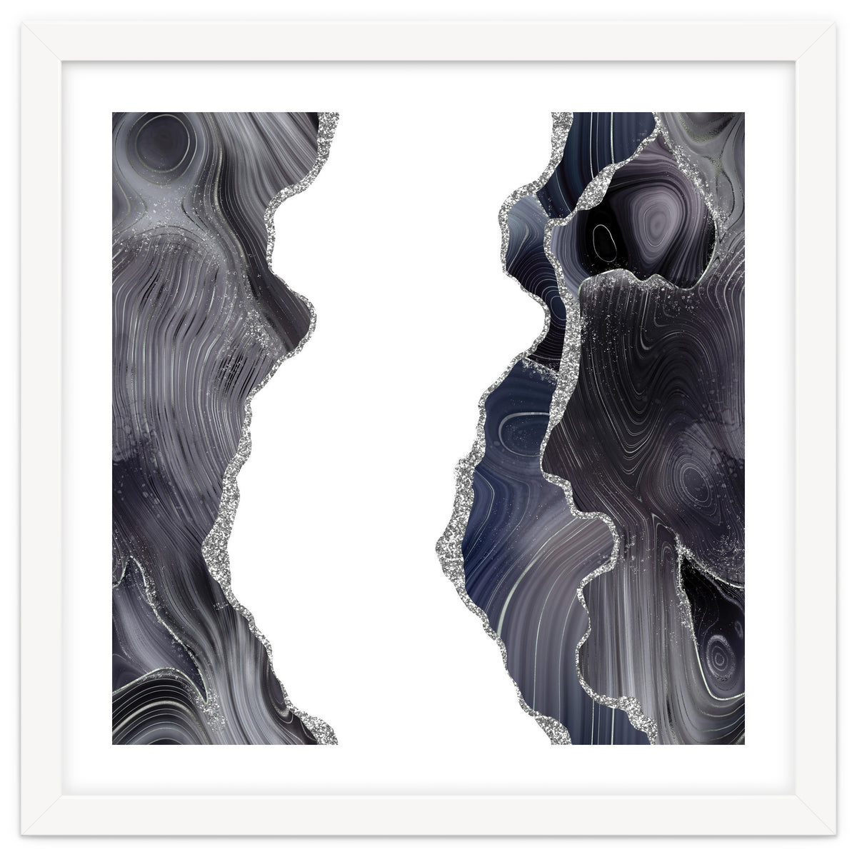 Black & Silver Glitter Agate Texture 05