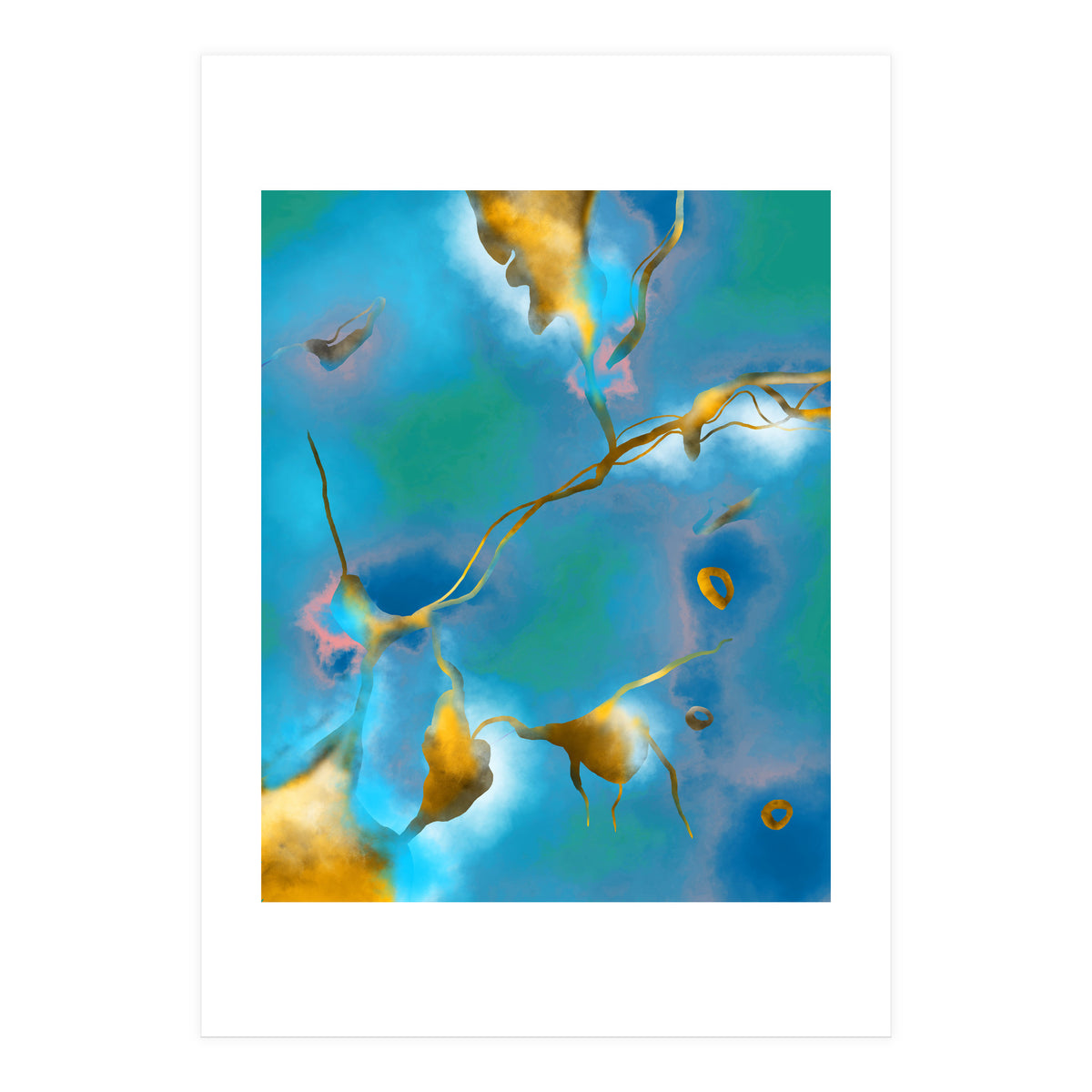 In My Veins, Abstract Marble Gold Texture, Eclectic Painting Resin Bohemian, Contemporary Luxe Chic Luxury (Print Only)