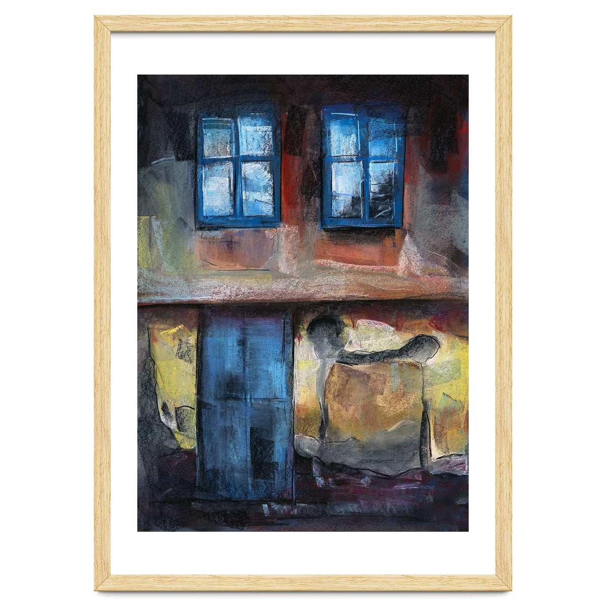 Pastel impression of an old house facade