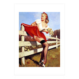 Pinup Girl Stacked On The Farm Fance (Print Only) thumbnail