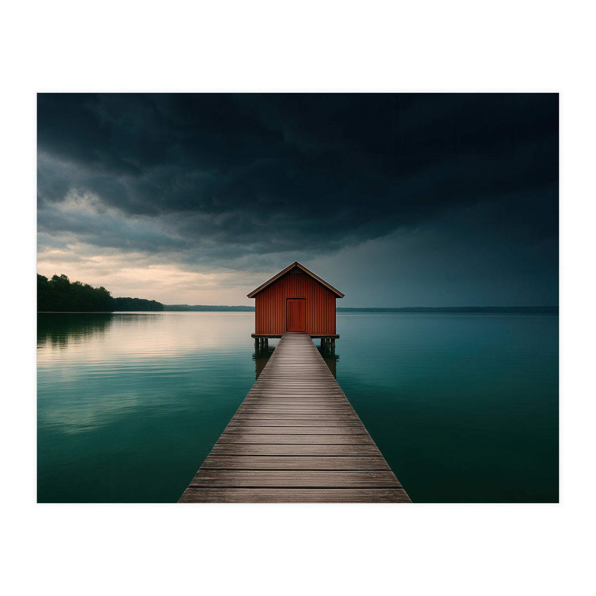 Moody Boathouse Photography Lake House (Print Only)