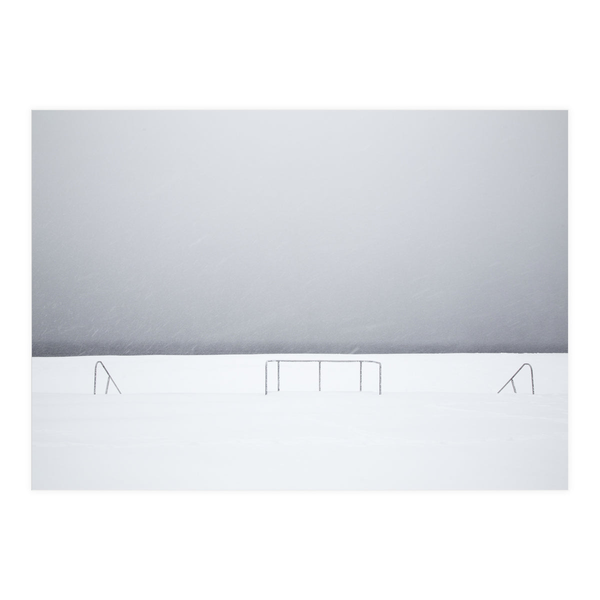 Stair railing covered by snow (Print Only)