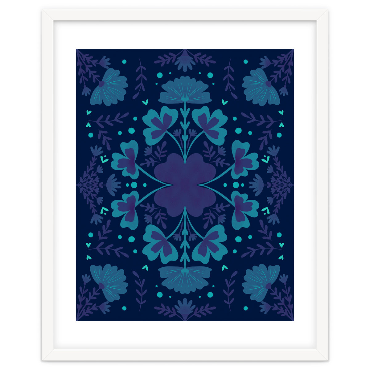 Clovers And Flowers Night Blue