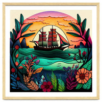 Folk Sunset Sailing Ship