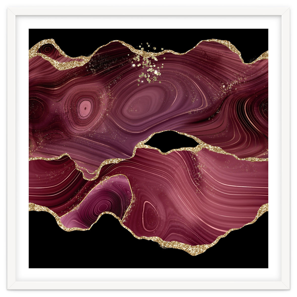 Burgundy & Gold Glitter Agate Texture 03