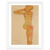 Seated female nude with raised right arm,1910 Gouache,. thumbnail