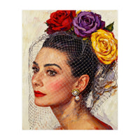 Audrey Hepburn, Impasto Floral Veil Portrait, Classic Hollywood Oil Painting, (Print Only)