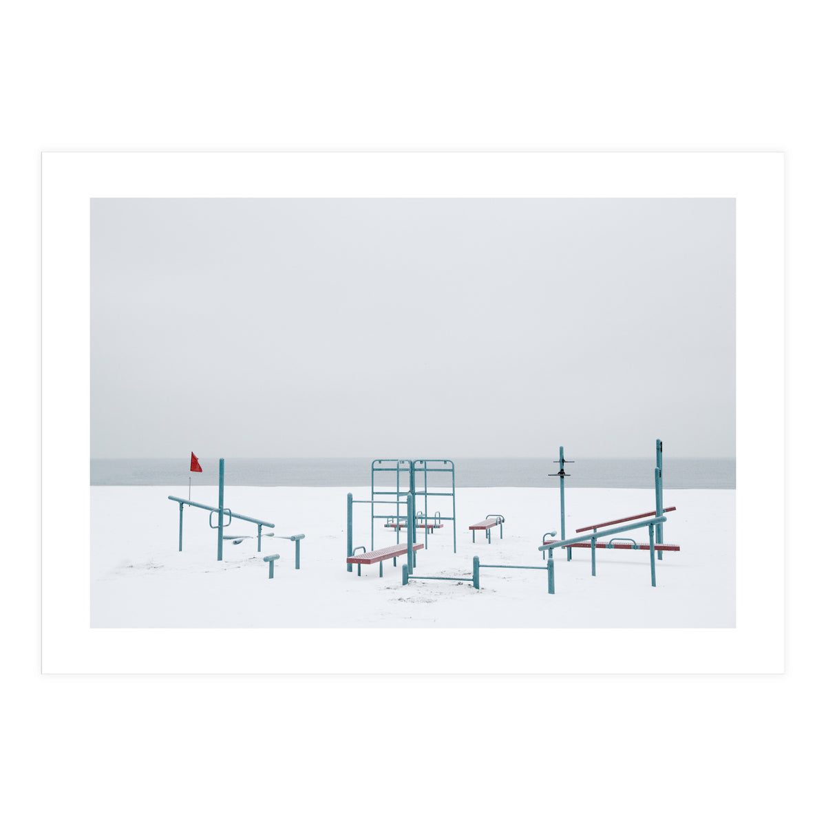 Playground in the winter snow beach (Print Only)