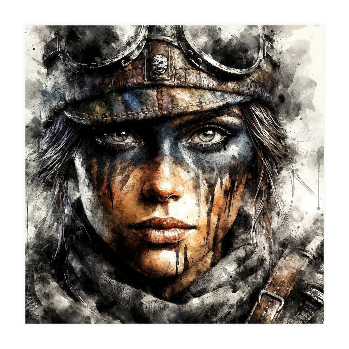 Warrior Woman With Aviator Goggles (Print Only)