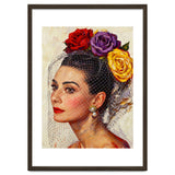 Audrey Hepburn, Impasto Floral Veil Portrait, Classic Hollywood Oil Painting, thumbnail