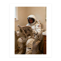 Retro AstronautReading Newspaper, Toilet Humor, Astronaut on Toilet (Print Only)