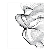 Abstract Black And White Swirls And Lines Flowing Art (Print Only)
