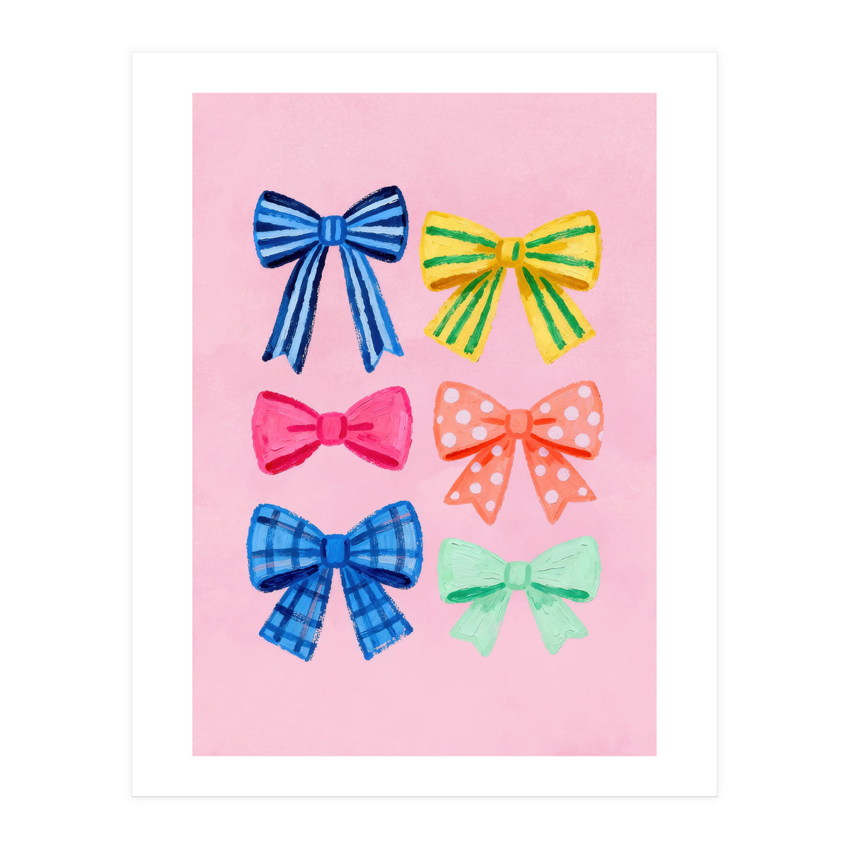 Colorful Ribbon Bows ties Illustration (Print Only)