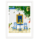 Greek Vacay For Two, Evil Eye Santorini Travel Summer, Eclectic Travel Architecture White Buildings Cafe thumbnail
