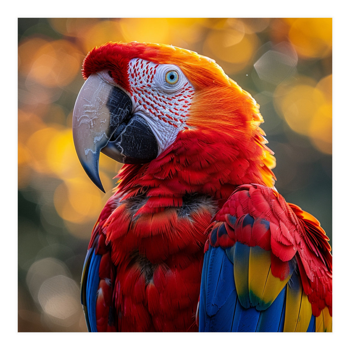 Scarlet Macaw Parrot Close Up Portrait (Print Only)