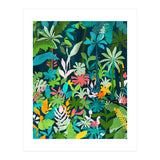 The Midnight Jungle, Botanical Nature Plants Tropical Forest, Watercolor Painting Floral Palm (Print Only) thumbnail