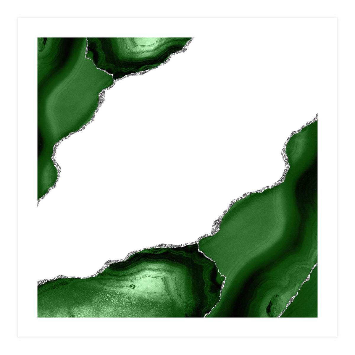 Green & Silver Agate Texture 16  (Print Only)
