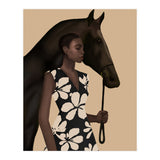 Woman In Bold Print With Black Horse (Print Only) thumbnail