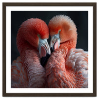 Two Flamingos Together Showing Affection
