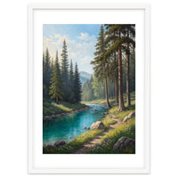 Serene Alpine Forest River Landscape