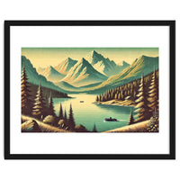 Vintage Alpine Lake Poster