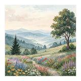 Serene Mountain Meadow Watercolor Landscape (Print Only) thumbnail