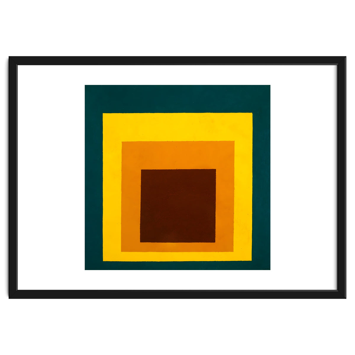 JOSEF ALBERS - HOMAGE TO THE SQUARE DARK GREEN YELLOW ORANGE BROWN