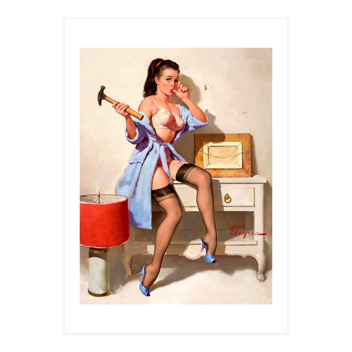 Hot Pinup Girl With A Hammer (Print Only)