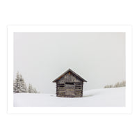 Wooden shed with snow (Print Only)