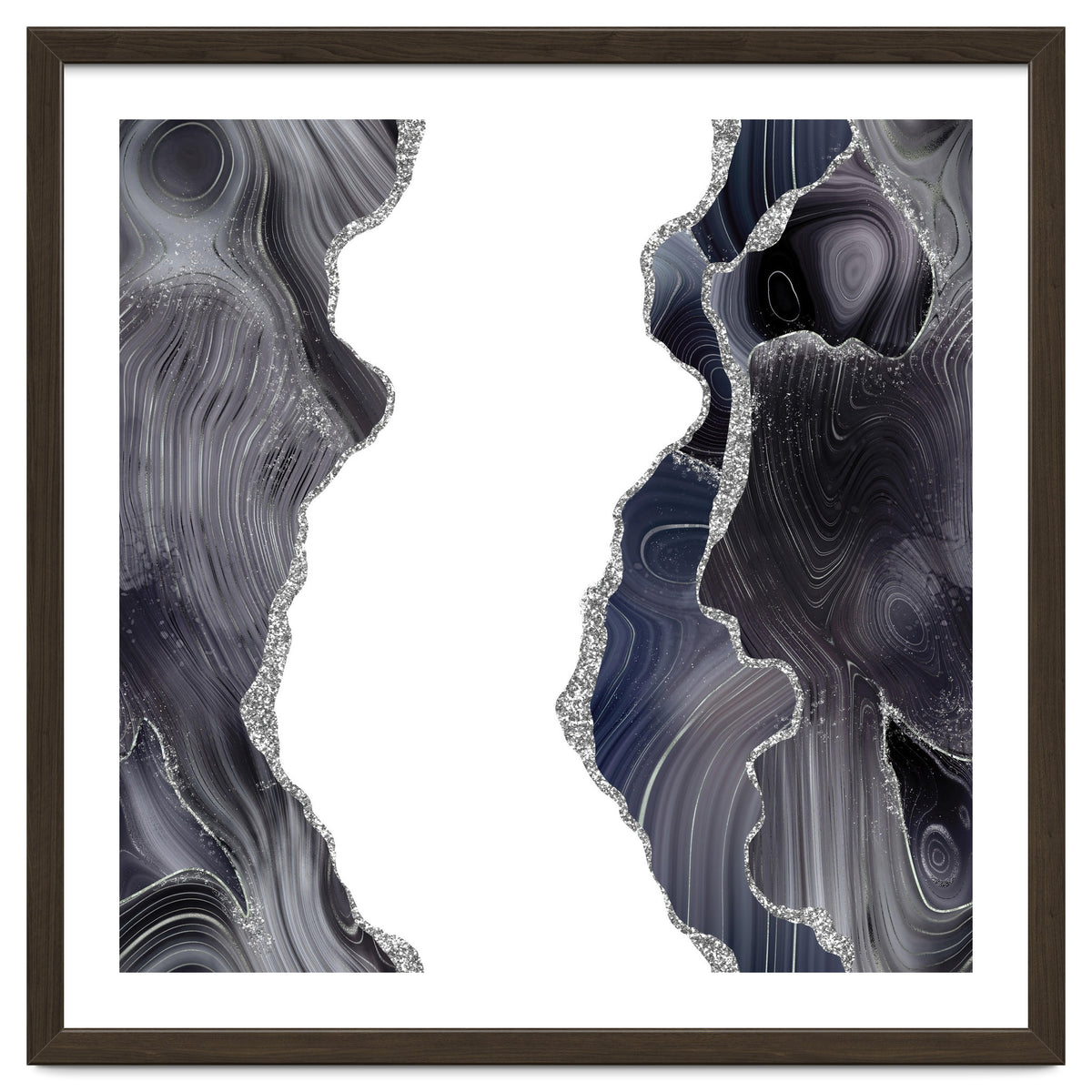 Black & Silver Glitter Agate Texture 05