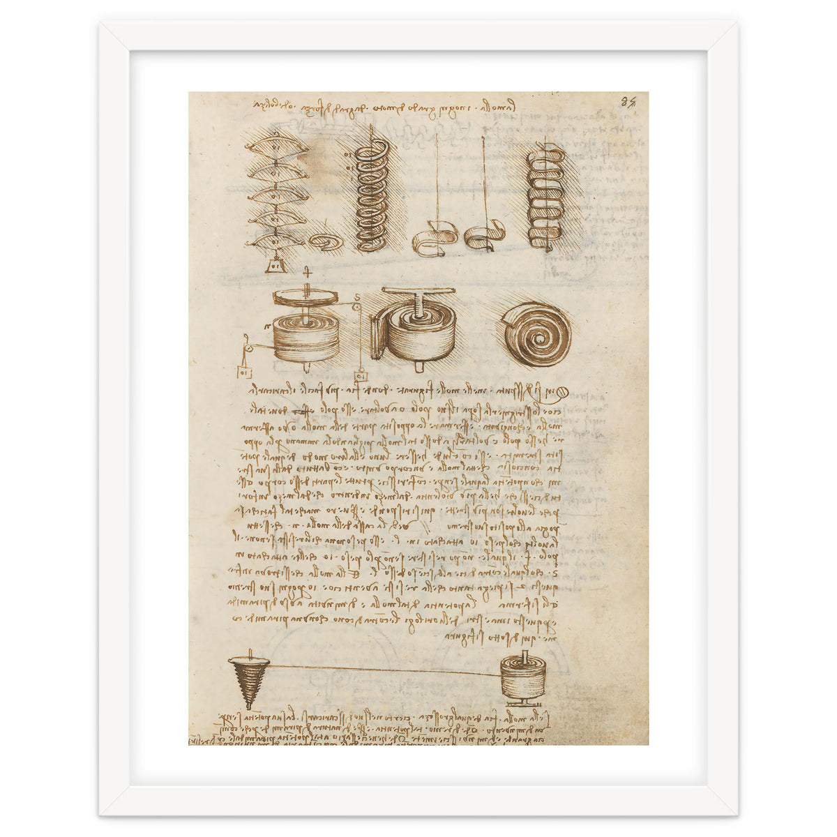 Folio f 85r. Codex Madrid I (Ms. 8937) "Treaty of statics and mechanics", 192 folios with 384 pag...