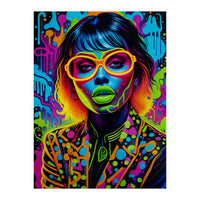 Girl In Glasses Neon Graffiti Art (Print Only)