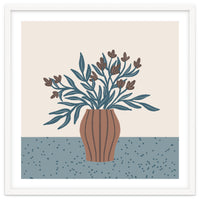 Brown Flowers in a Vase – Minimalist Floral Still Life