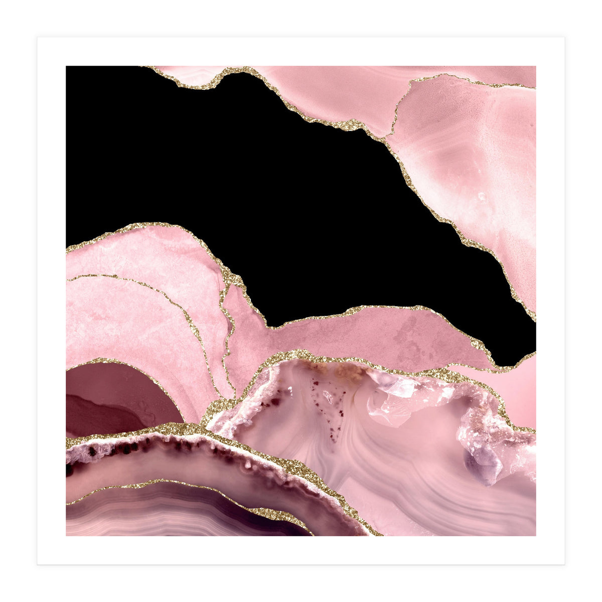 Blush & Gold Agate Texture 03  (Print Only)