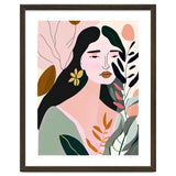 Reinvent, Beautiful Woman Girl Pastel Line Art, Minimal Botanical Nature Portrait, Modern Bohemian Drawing Nomadic Summer Self Love thumbnail