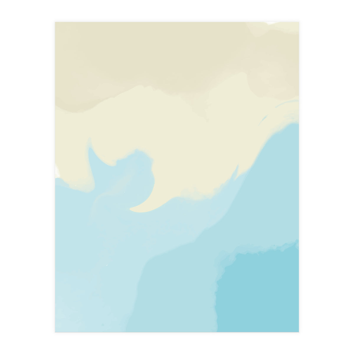 Mellow, Abstract Powder Blue Pastel Pearl Painting, Modern Simple Minimal Waves (Print Only)