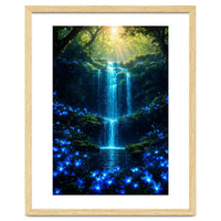 Ethereal Blue Waterfall: Magical Forest Oasis