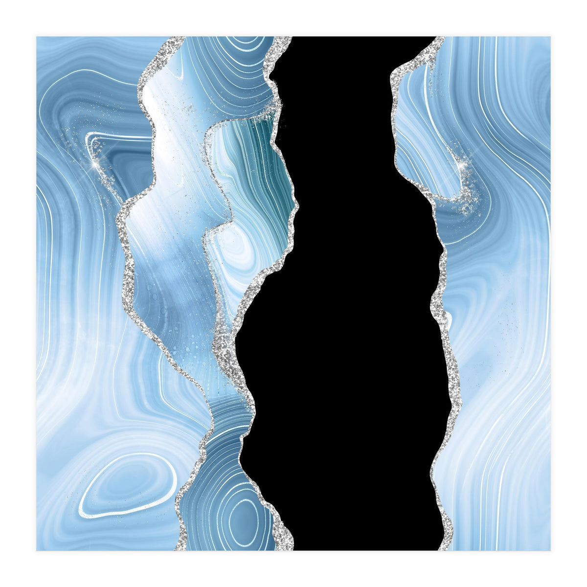 Blue & Silver Agate Glitter Texture 01 (Print Only)