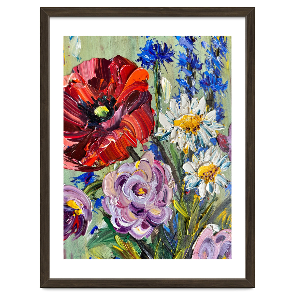 Vibrant Wildflower Meadow Oil Painting