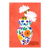 The Flowerpot, Floral Nature Watercolor Painting, Eclectic Bohemian Blossom Plants, Maximalism Contemporary Boho (Print Only) thumbnail