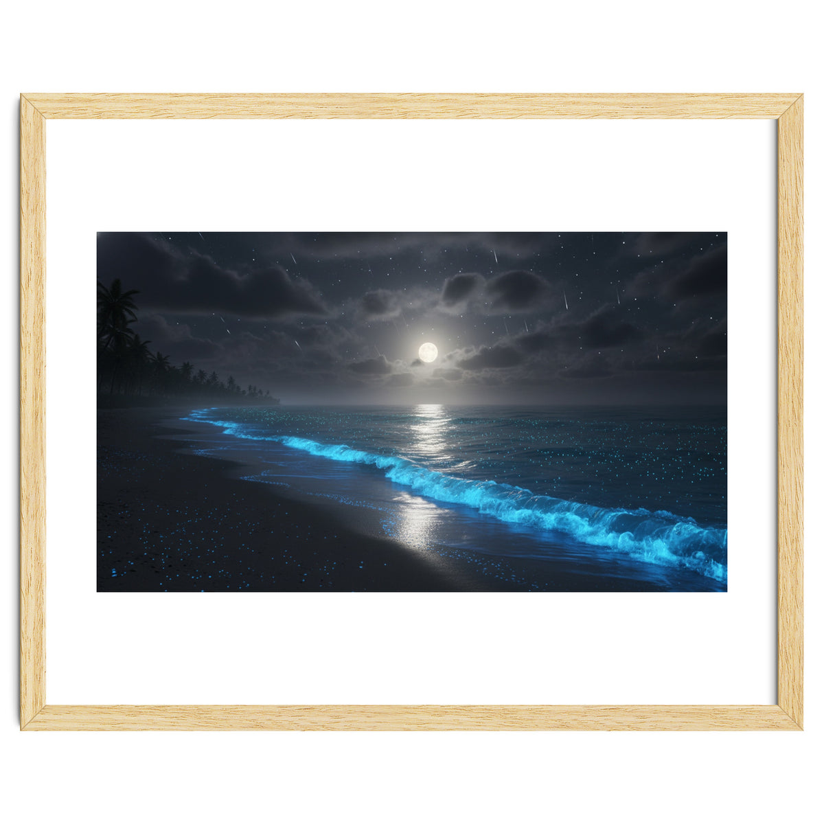 Bioluminescent Moonlit Shore