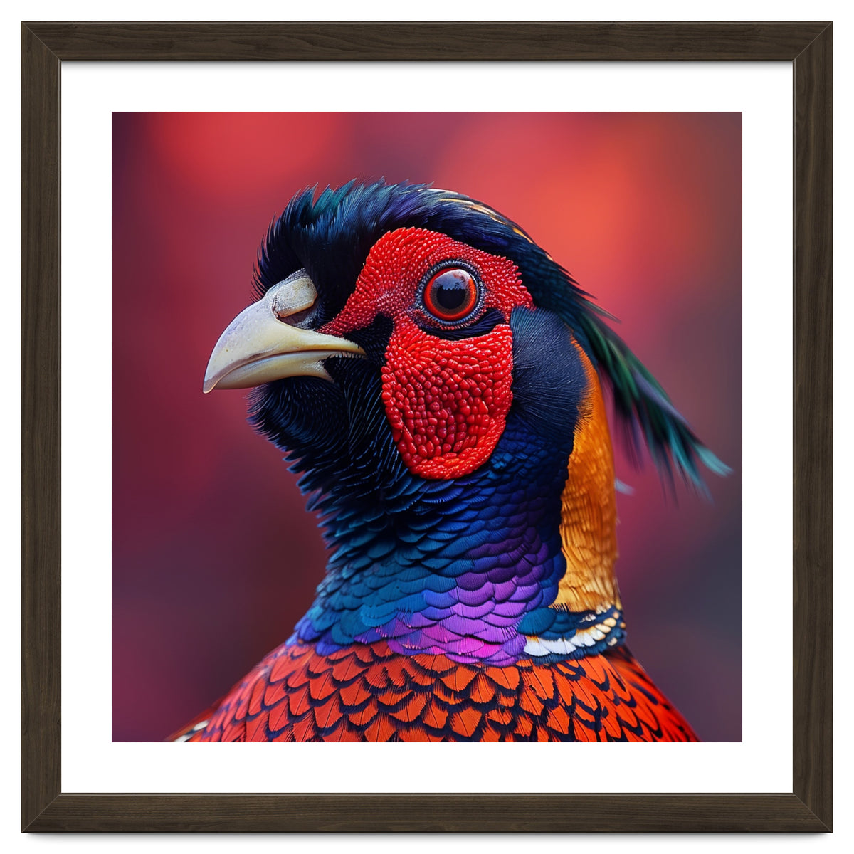 Close Up Pheasant Bird Head Detailed Feathers