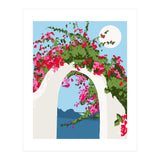 Bougainvillea Arch, Greece Santorini Architecture Travel, Summer Botanical Nature Bohemian, Eclectic Boho (Print Only) thumbnail