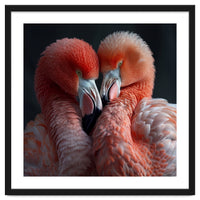 Two Flamingos Together Showing Affection